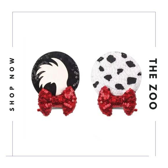 Cruella Mouse Ear Scrunchie and Hair Clips - Picture 3 of 3